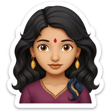 Indian fat girl south Indian wavy medium black hair tan darker skin sticker