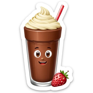Un vaso cubierto de chocolate que arriba se vea crema batida encima M y M  y fresas encima  sticker