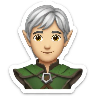 dark choppy hair nice elf ranger handsome sticker