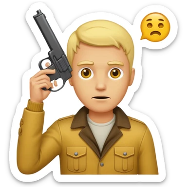 regular yellow man hold a gun to his head sticker