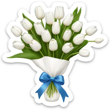 white tulip bouquet and add a ribbon sticker