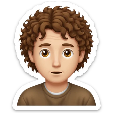 make a white guy with curly messy hair watching someone  sticker
