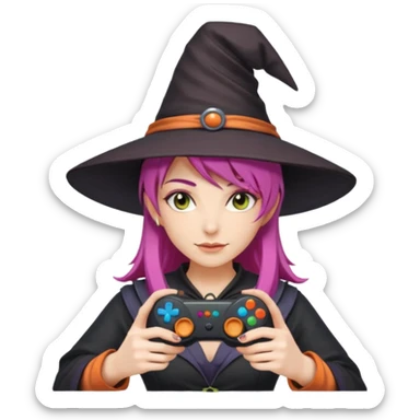 colored hair gamer witch game pad controller sticker