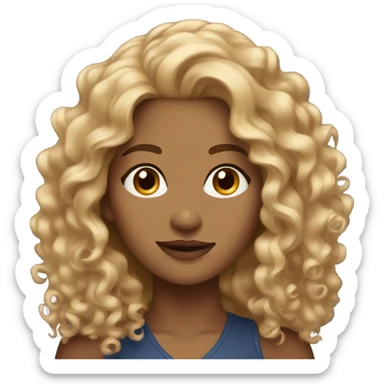 Gorgeous light brown woman with blonde long curly hair  sticker