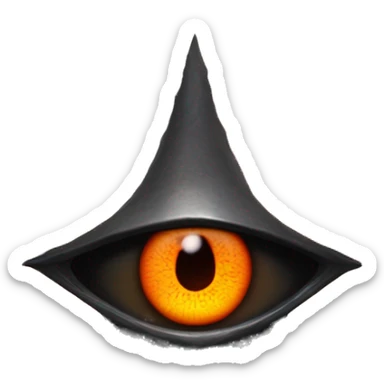 Eye of Sauron with glowing orange iris, set in a dark tower of Mordopr sticker