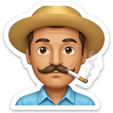 man with moustage smoking sticker