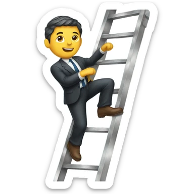 man in a suit climbing a metal ladder sticker