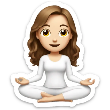 White girl with brown hair doing yoga sticker