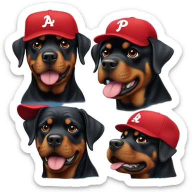 2 Rottweilers wearing Phillies hats sticker