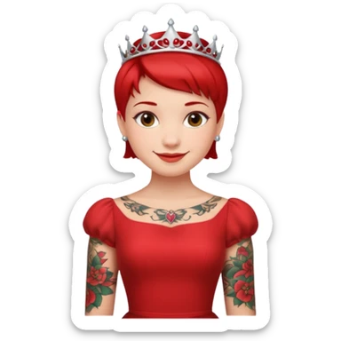 Tattooed princesses red dress short hair sticker