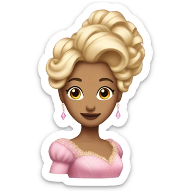 Princess with pink ballgown and light skin and big blonde hair updo pretty detailed realistic  sticker