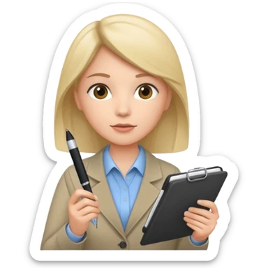 a survey research interviewer asking questions and recording data sticker