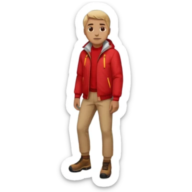 apple style emoji of a man on top of a mountain, mountain clearly under his feet, no background sticker