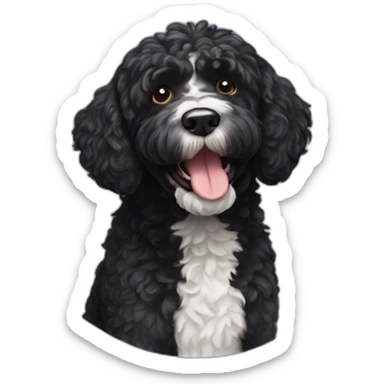 Portuguese water dog smiling sticker