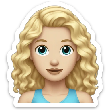 White girl with wavy blonde hair and blue eyes sticker