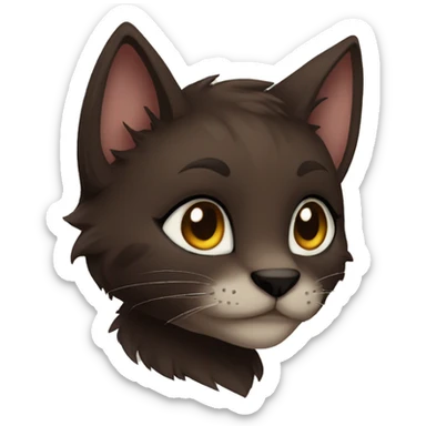 Anthro Shy Cute Cool Edgy Pretty Dark Brown Furry Feline Animal Anthro Sona sticker
