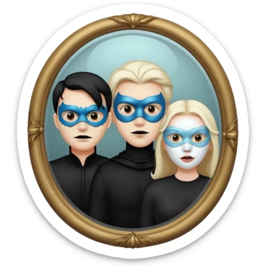 Spooky Man on mask in mirror behind woman sticker