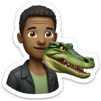 man with an alligator head sticker