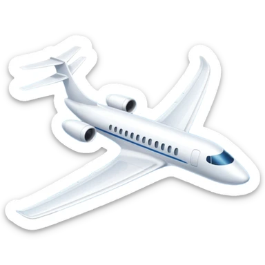 A sleek commercial airplane with long wings and shining white fuselage gliding smoothly through the sky. sticker