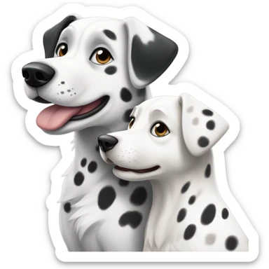 shibi style, dalmatian, white and grey siberian husky, in love sticker
