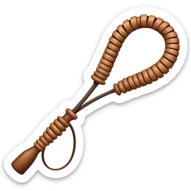 cowboy whip object icon, coiled leather whip, wooden handle, western style, 3D cartoon, mobile game icon style, centered, clean background, soft shadow, no text, no watermark
 sticker