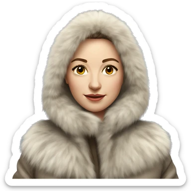 Realistic Russian woman pretty with fur jacket  sticker