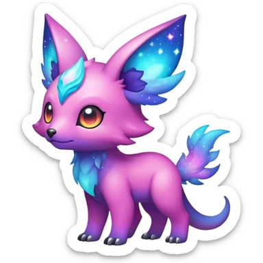 Cute cool colorful nebula fantasy animal hybrid Fakemon full body sticker