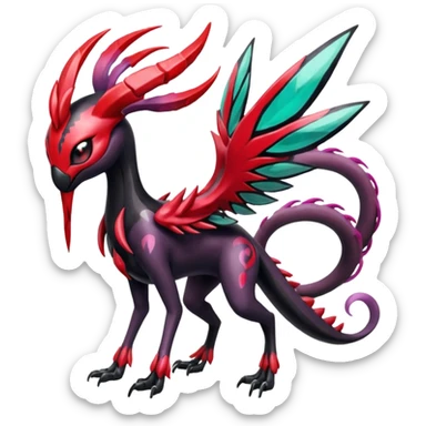 Colorful Shiny Edgy Cool Badass Painted Splashed Exotic Meloetta-Palkia-Venom-Yveltal-Darkrai-Fakémon-creature-hybrid sticker