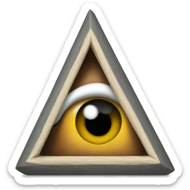 A triangle with shoes and one eye sticker