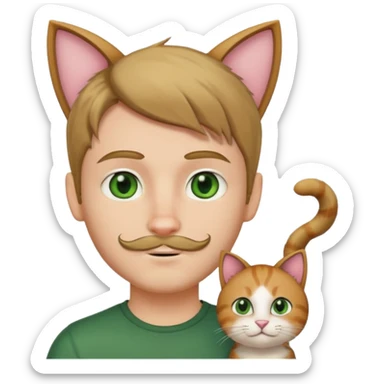 white boy with cat tail with little facial hair and cat ears sticker