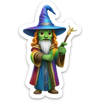rainbow wizard with staff full body sticker