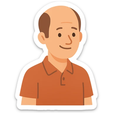 flat toon style man with a bald spot sticker