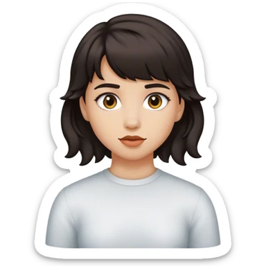matt girl with super short mullet wavy dark hair sticker