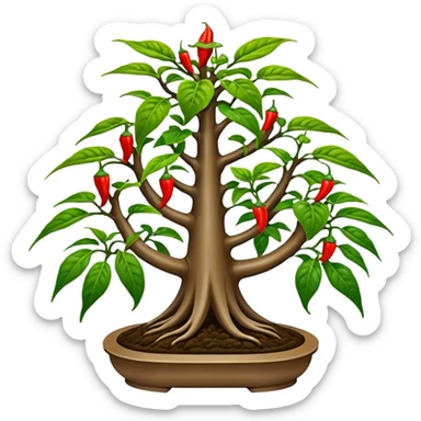 Very Large decorative alien-futuristic multi-tier space-efficient plant rack, which holds bonsai tiny hot pepper plants, constructed from mud sticker