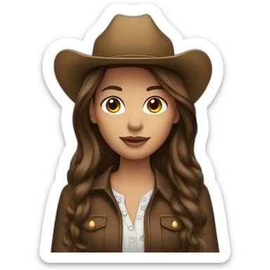 cowgirl brunette straight hair sticker