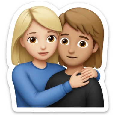 Blonde girl with grossed out face hugging brown haired man  sticker