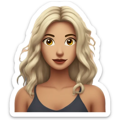 Mujer pantera con ojos demoníacos en un bosque tenebroso al atardecer con brisa marina y con estrellas en el cielo sticker