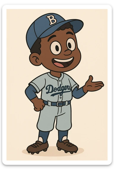 Light blue Little people pictures a boy Jackie Robinson Witam by 20 Label Sanches Vegas Mustined by Linzie Heater sticker