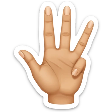 Una mano con estas características el dedo índice apuntando hacia arriba, los dedos medio y anular doblados hacia adentro, y el pulgar tocando el meñique sticker