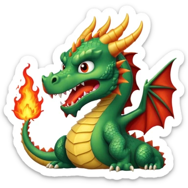 The big, angry dragon is breathing fire. sticker