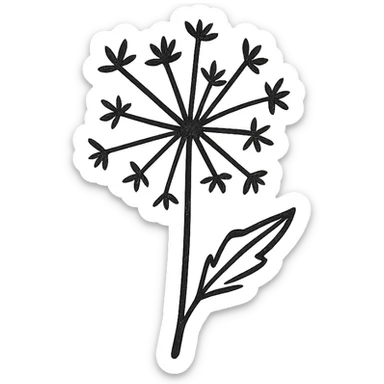 dandelion, hand drawn black outline, sketchy, no fill sticker