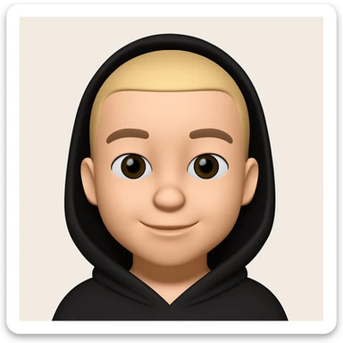 Convert this photo to a 3D emoji in Apple style, focusing on a friendly, simplified face with smooth features and a neutral background. Use Apple emoji style as the target style for the general editor. sticker