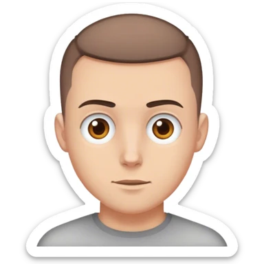 Pale white guy with buzz cut brown hair and brown eyes  sticker