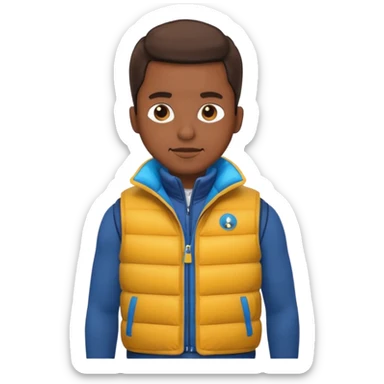 brown skin man with puffer vest sticker