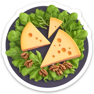 plate with cheese, leafy greens, and walnuts sticker