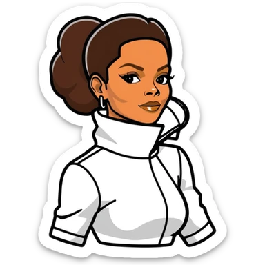 8k, 5000x5000px resolution, clean, smooth, thin lines, ultra detailed, hyperrealism, celebrity, singer, Janet Jackson 2018. Glossy appearance, clean thin lines, vivid, clean appearance. sticker