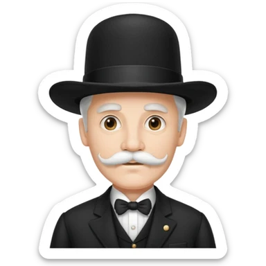 very big white moustachhe and typical 1900 black elegant clothes and hat . politician pose sticker