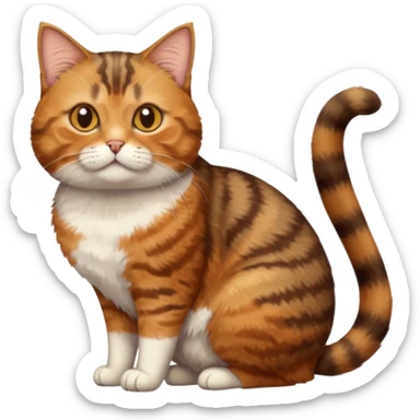 full body torbie cat with small head and short but chubby body sticker