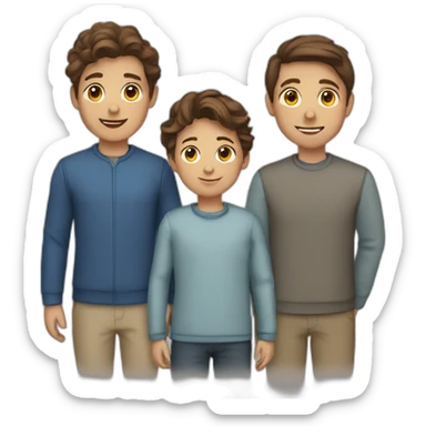 family of 4 brown hair 3 boys sticker