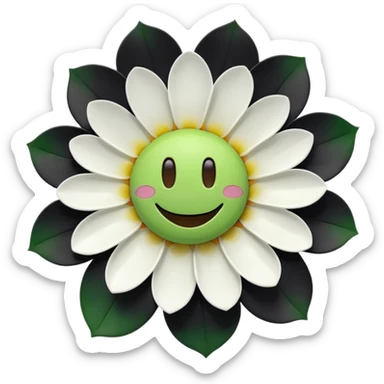 takashi murakami smile flower black and green sticker